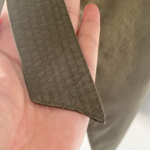 rag & born- Silk Light Weight Trench Wrap DressOlive Green Modern Ragged sz M - Picture 9 of 16